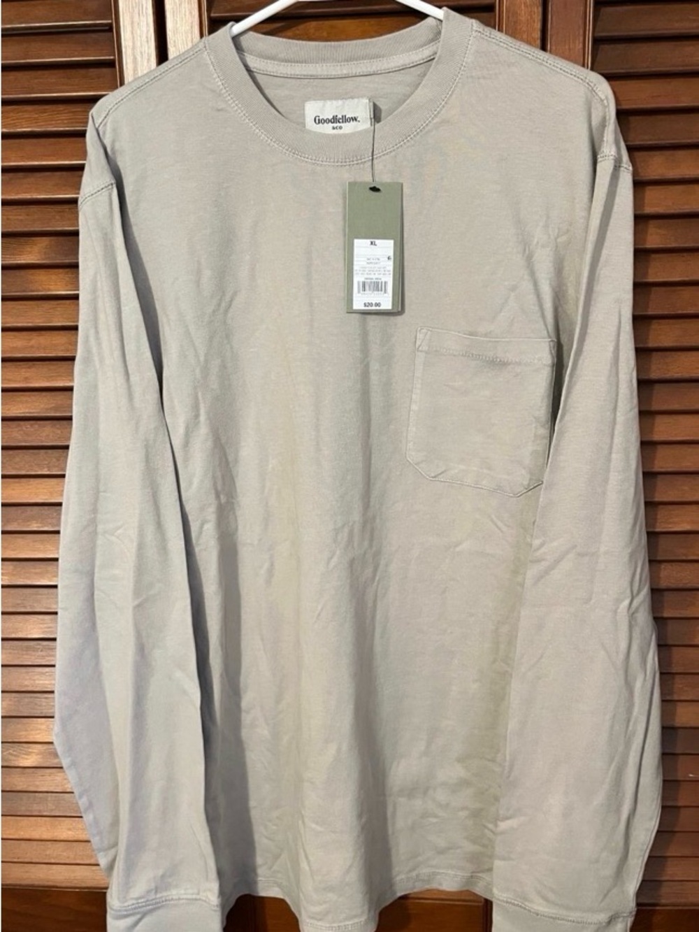 Goodfellow & Co Men's Long-Sleeve Pocket Tee - Taupe